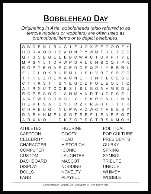 Bobblehead Word Search