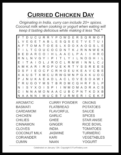 Curried Chicken Word Search