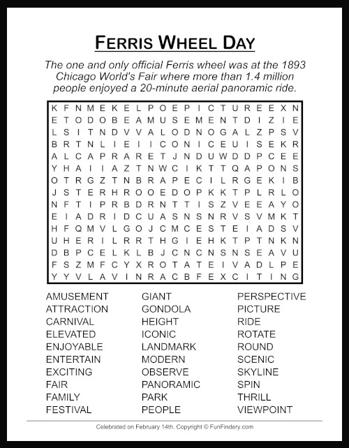 Ferris Wheel Word Search