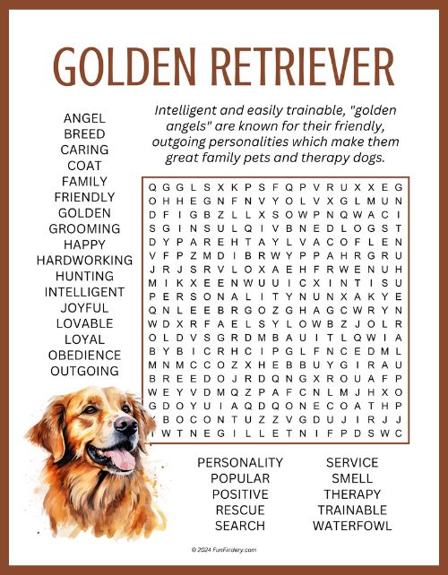 Golden Retriever Word Search