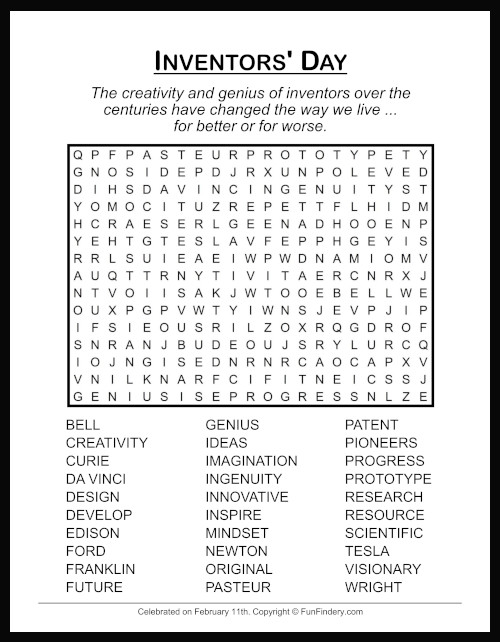 Inventors Word Search