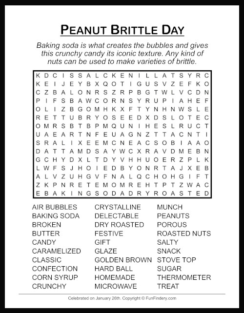 Peanut Brittle Word Search