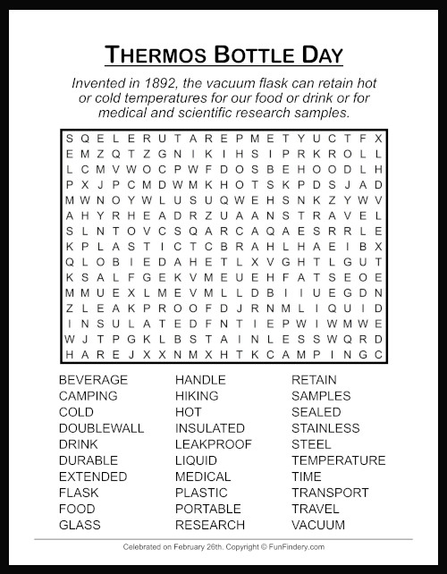 Thermos Bottle Word Search