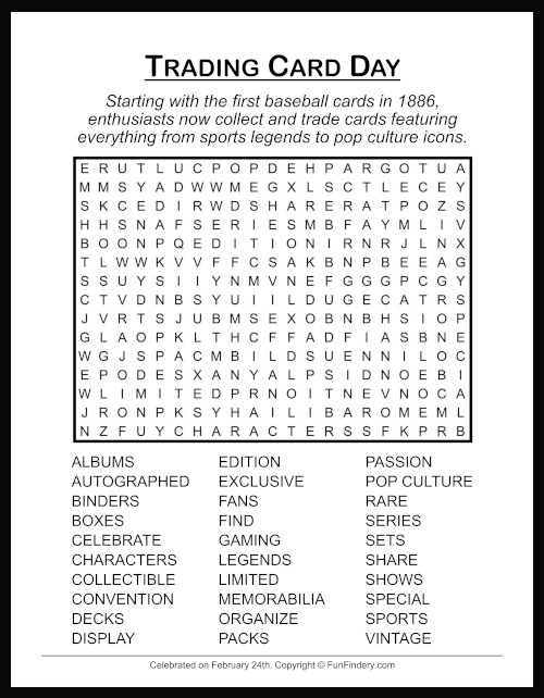 Trading Card Word Search