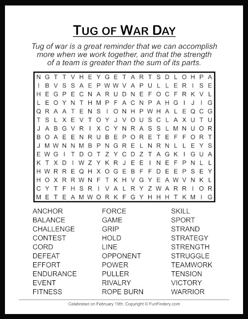 Tug of War Word Search
