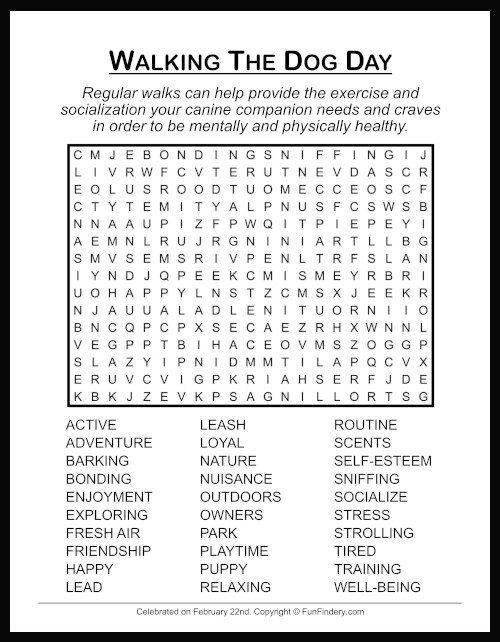 Walking the Dog Word Search